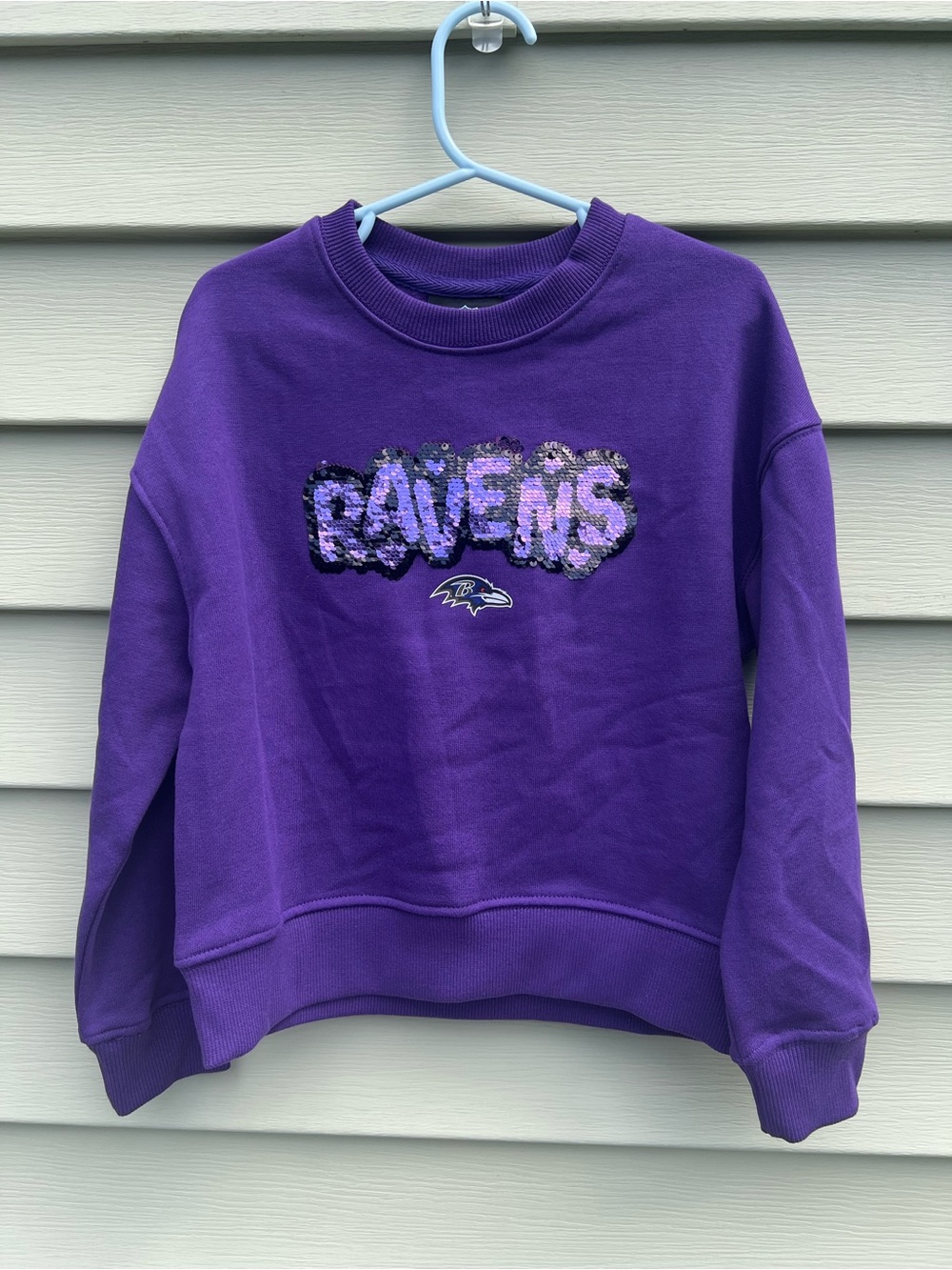 Girl's Baltimore Ravens New Era Purple Flip Sequin Sweatshirt size 6/6X